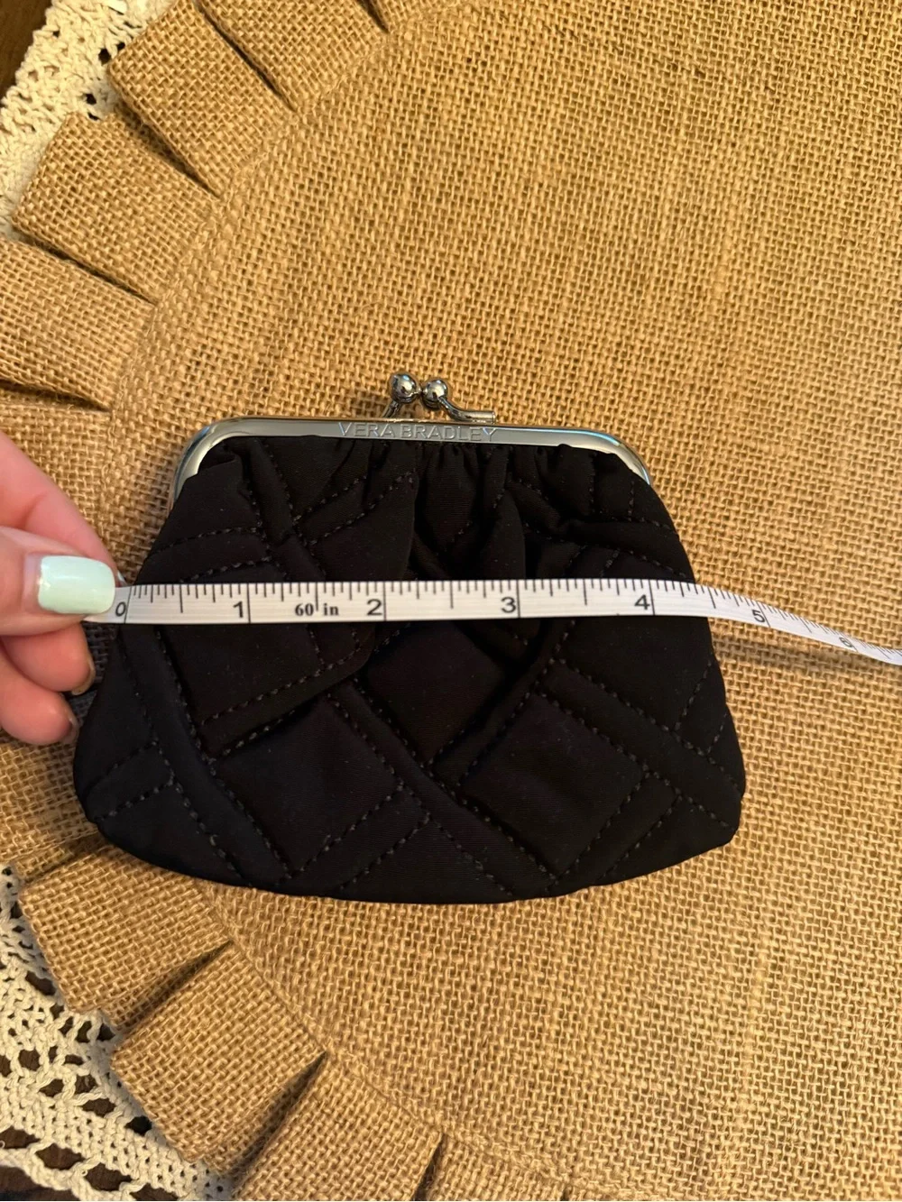 Vera Bradley Black Quilted Kiss-Lock Coin Purse